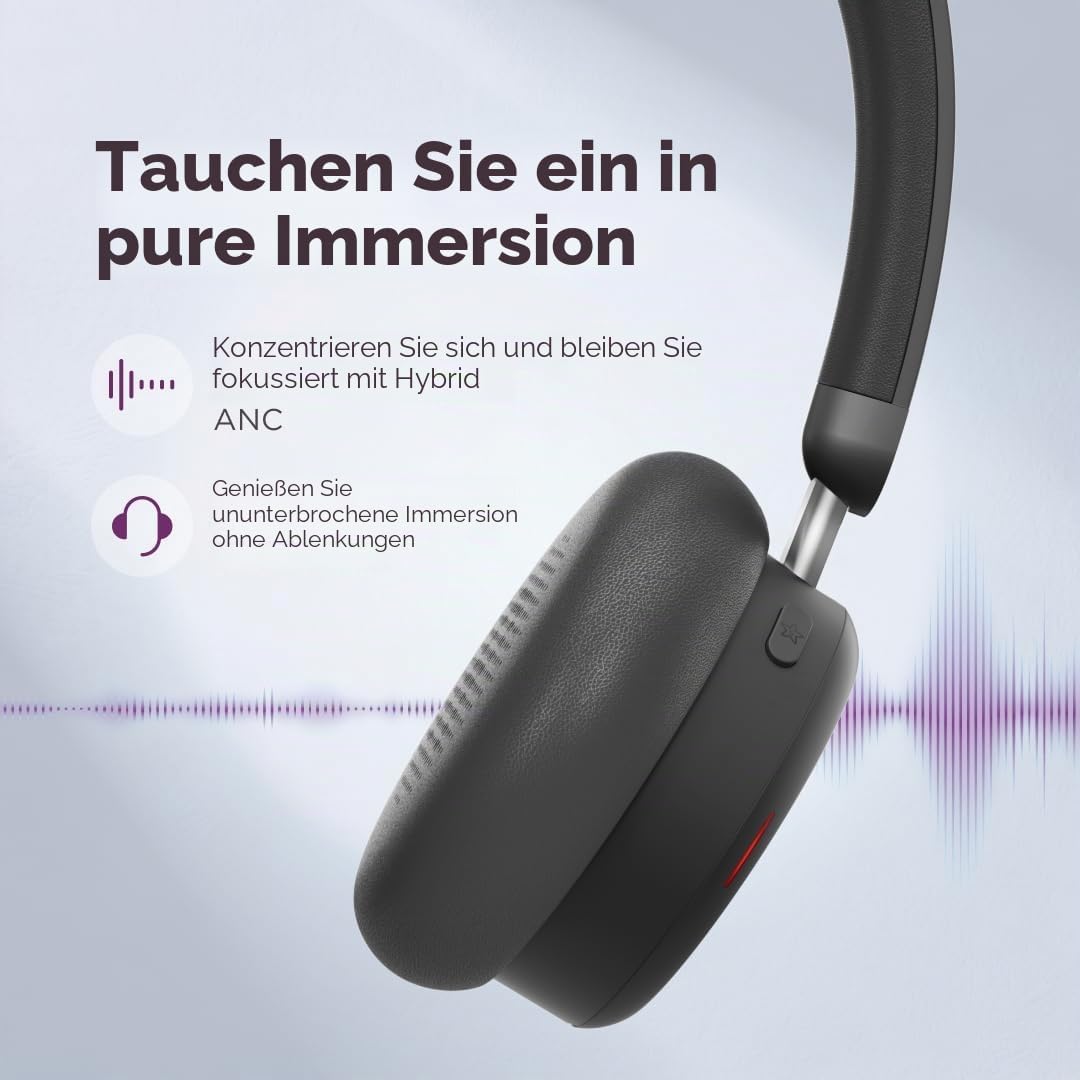 Lenovo 6550 - Headset - On-Ear - Bluetooth - kabellos - aktive Rauschunterdrückung - Schwarz - Zerti