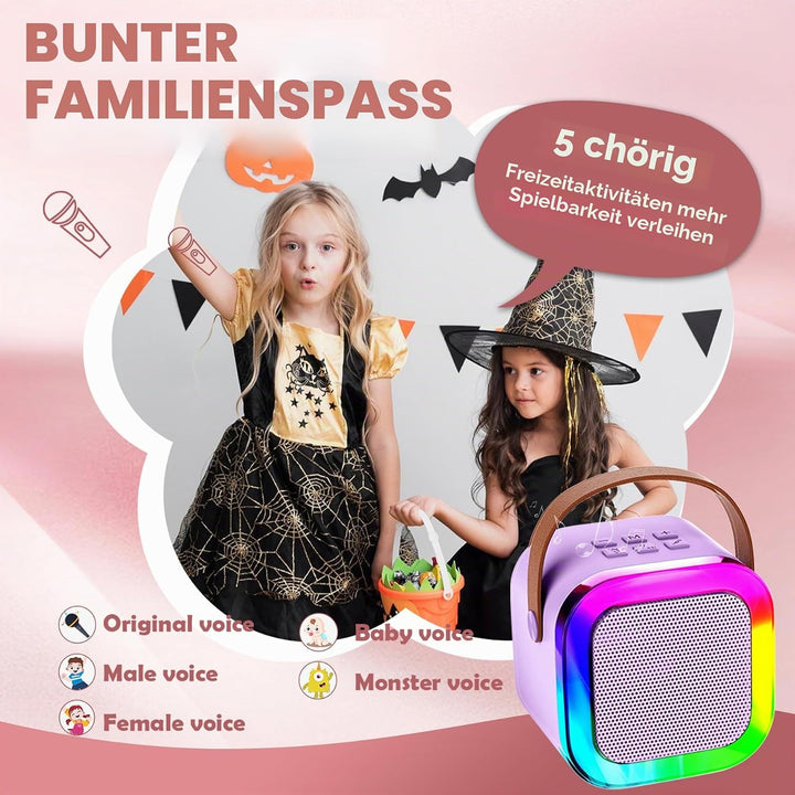 Karaoke-Maschine für Kinder Erwachsene, tragbare Kinder Karaoke-Lautsprecher mit drahtlosem Mikrofon
