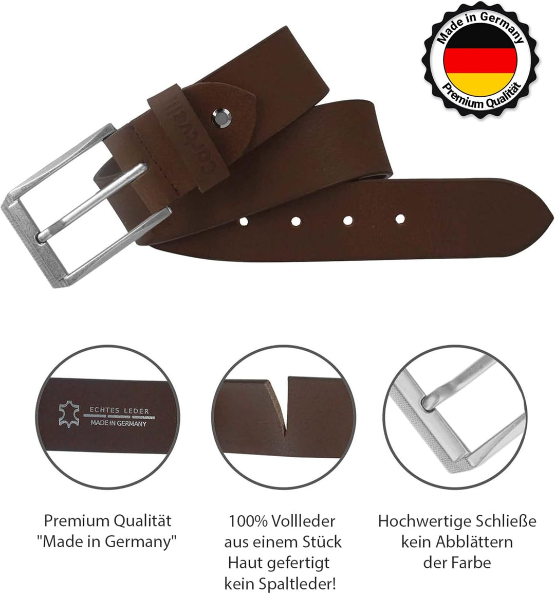 Cartvelli Vintage Ledergürtel Herren 40mm Made in Germany mit Geschenkbox - Echtleder-Gürtel Schlies