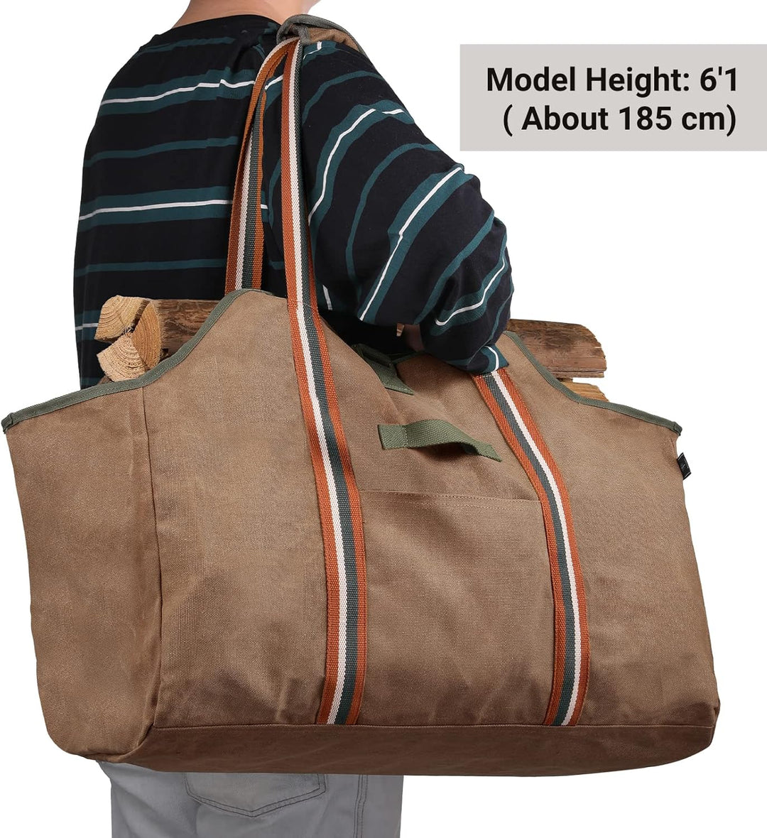 BONTHEE kaminholztasche Kaminholz Holzkorb Tragetasche Brennholztasche Kaminholzträger gewachstes Se