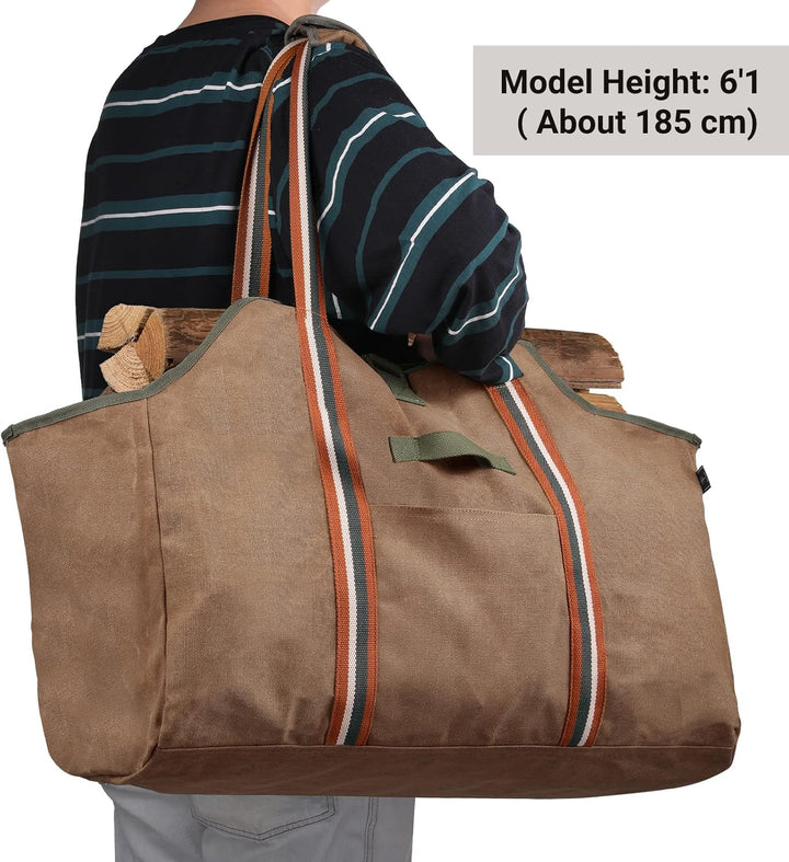 BONTHEE kaminholztasche Kaminholz Holzkorb Tragetasche Brennholztasche Kaminholzträger gewachstes Se