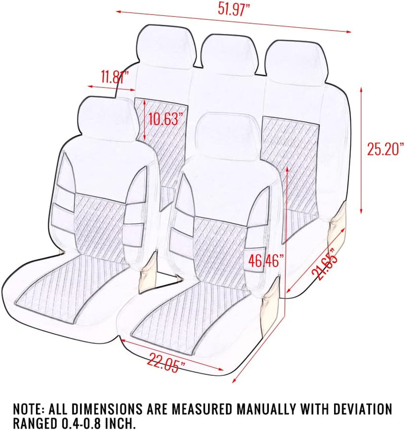 TOYOUN Sitzbezüge Auto Set Universal Autositzbezüge Sitzschoner Auto Schonbezug Autositz Rosa für Vo