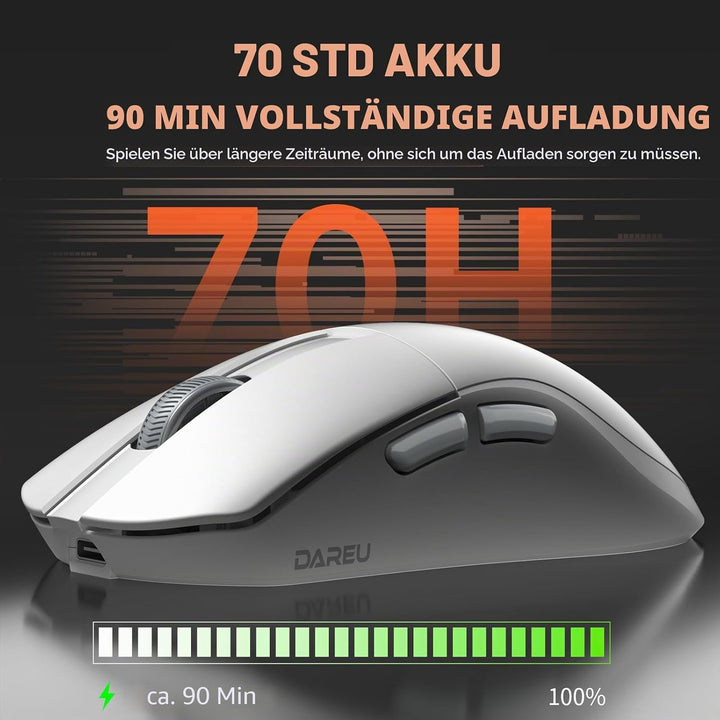 DAREU A950 Wing Wireless Gaming Mouse, Ultraleicht 35 g, Dual Polling Rate 8000 Hz, 30 000 DPI Optis