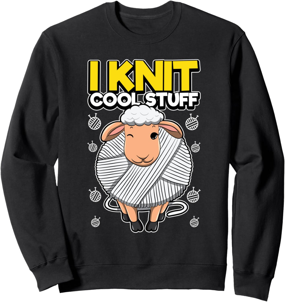 I Knit Cool Stuff - Schäfchen Wollknäuel Spruch - Stricken Sweatshirt