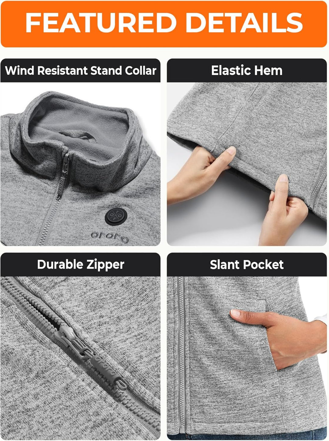 ORORO Beheizbare Weste Fleece Damen Beheizte Fleeceweste mit Powerbank Heizweste Damen - Ladegerät N