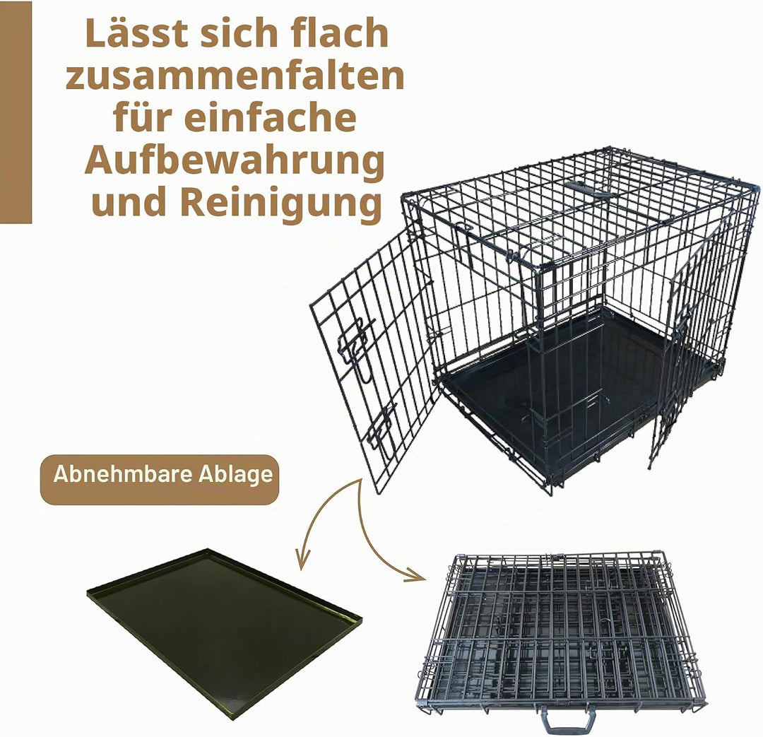 Ellie-Bo Hundekäfig, Welpenkäfig, klein, 61 cm, schwarz, klappbar, mit 2 Türen, mit Metall-Bodenscha