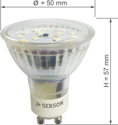 SEBSON® Ra 95 Serie + flimmerfrei, GU10 LED Lampe 5W dimmbar warmweiss, ersetzt 30W, 350lm, 3000K, 2