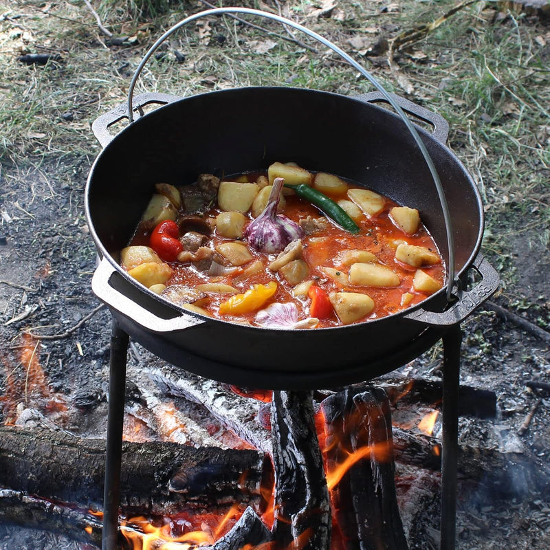 4BIG.fun Gusseisen Kazan 15 L Schwenktopf Kasan mit Deckel aus Gusseisen Wokpfanne Grill Cast Iron C