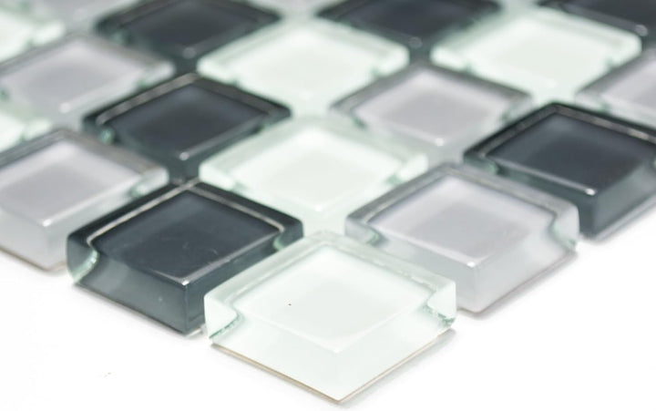 Mosaik Quadrat Crystal mix grau Glasmosaik Transluzent Transparent 3D Fliesenspiegel, Mosaikstein Fo