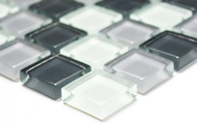Mosaik Quadrat Crystal mix grau Glasmosaik Transluzent Transparent 3D Fliesenspiegel, Mosaikstein Fo