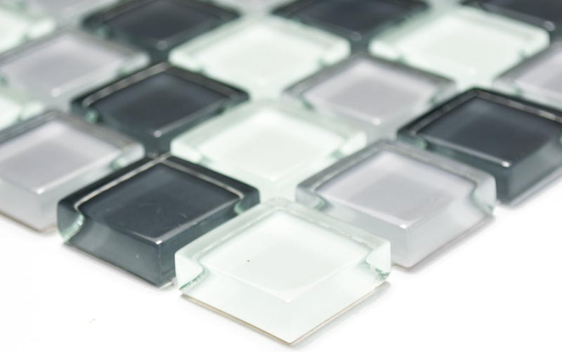 Mosaik Quadrat Crystal mix grau Glasmosaik Transluzent Transparent 3D Fliesenspiegel, Mosaikstein Fo