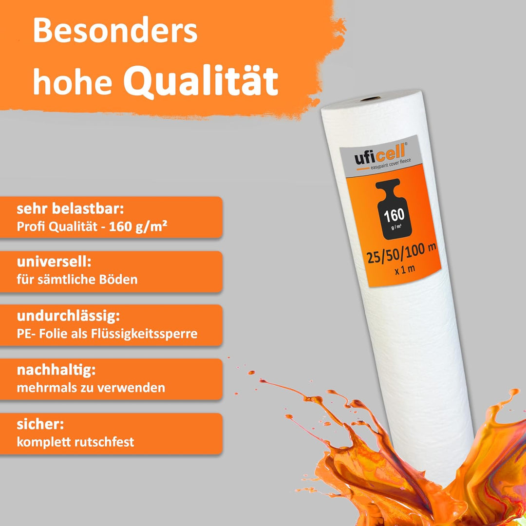 easyliner® selbsthaftendes Malerabdeckvlies [25 m²] premium Qualität Schutzvlies Abdeckvlies, Gewich