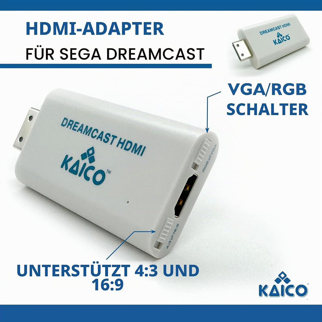 Kaico Sega Converter für Dreamcast auf HDMI - Plug &amp; Play SEGA HDMI Adapter für Sega Dreamcast von K