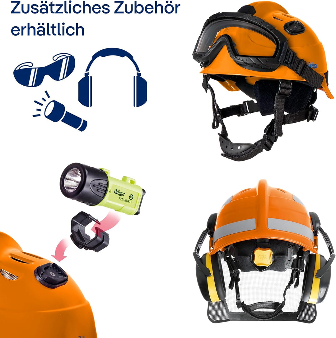 Dräger HPS 3500 Set Premium Verstellbarer Sicherheitshelm mit Schutzbrille für Baustellen, Bergbau,