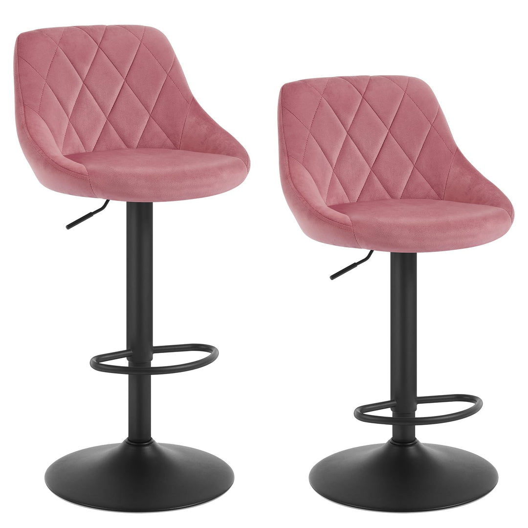 WOLTU BH219rs-2 Barhocker Tresenhocker, Gute gepolstert, Samt, Höhenverstellbar, Drehbar, 2 x Hocker