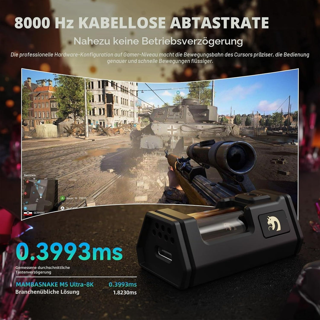 MAMBASNAKE M5 Ultra Carbon Fiber 8000Hz Kabellose Gaming-Maus mit Bis zu 42000 DPI, PAW3950MAX Senso