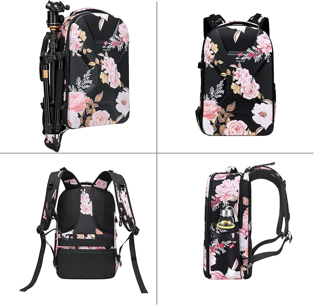 MOSISO Kamera Rucksack, DSLR/SLR/Spiegellose Fotografie Kameratasche Peony wasserdichte Hartschale S