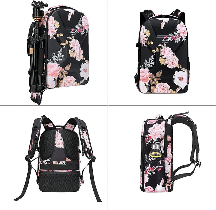 MOSISO Kamera Rucksack, DSLR/SLR/Spiegellose Fotografie Kameratasche Peony wasserdichte Hartschale S