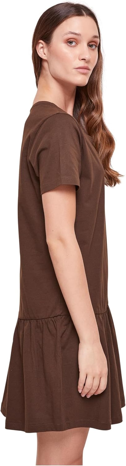 Urban Classics Damen Kleid Ladies Organic Empire Valance Tee Dress, Volantkleid für Frauen, Loose Fi
