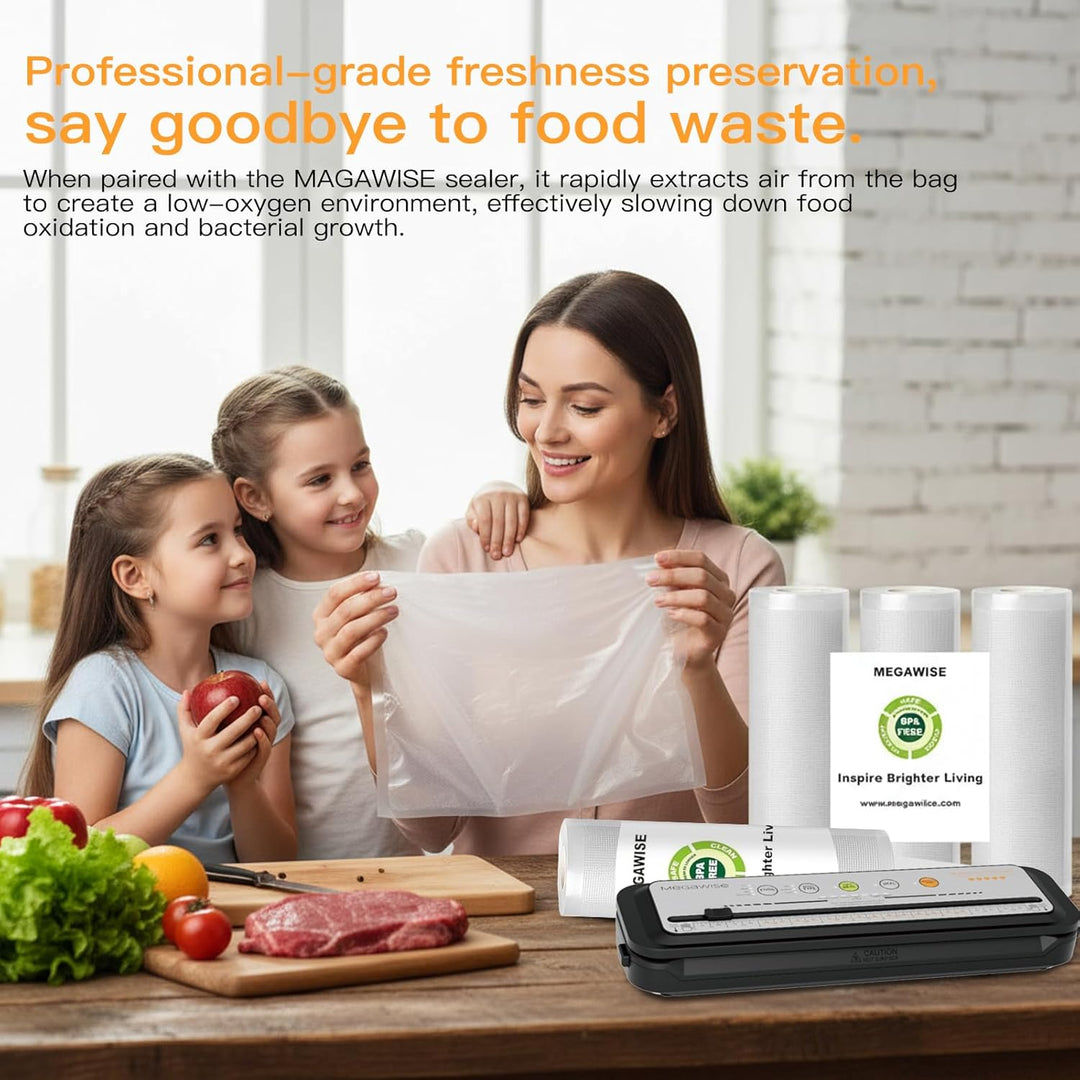 MEGAWISE Vakuumbeutel 11×14 Zoll 100 Stück, BPA-frei, Lebensmittelecht, Strukturierte Oberfläche, Wi