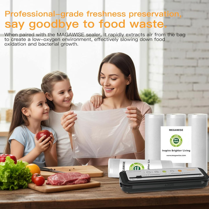 MEGAWISE Vakuumbeutel 11×14 Zoll 100 Stück, BPA-frei, Lebensmittelecht, Strukturierte Oberfläche, Wi