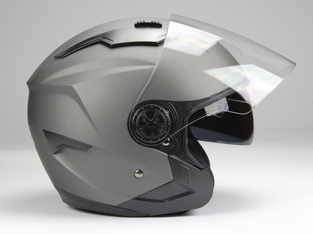 BNO Jethelm mit Langvisier Jet300 Motorradhelm Roller Helm Schutzhelm Matt Anthrazit (S-XXL) (S)
