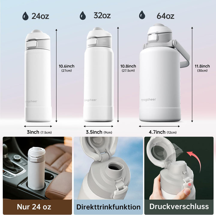 Magcheer Trinkflasche mit Handyhalterung 750ml Magnetische Wasserflasche 360° Verstellbar Flasche Ma
