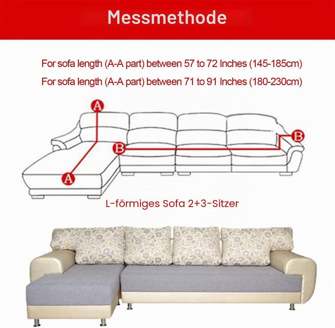 ShowyLive Sofa Überzug Couch Überzug 2er Set für Ecksofa L-Form Sofabezug 2 Sitzer+3 Sitzer, mit 2 S