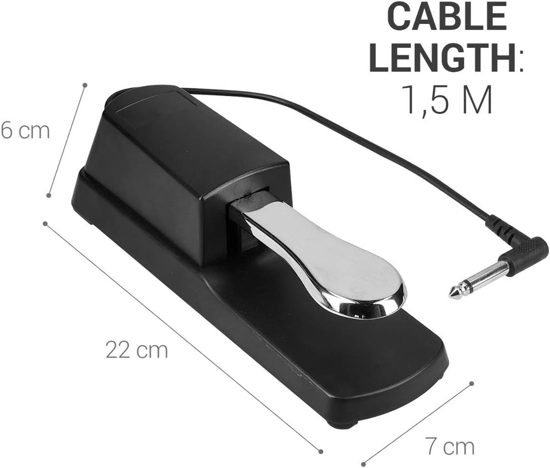 kwmobile Universal Sustain Keyboard Pedal - mit 1,5m Anschluss Kabel - Sustainpedal Fusspedal für di