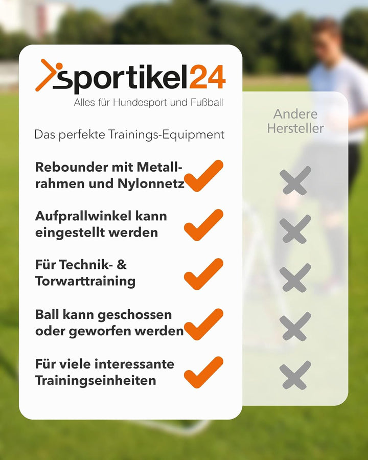 Fussball Rebounder 100 x 100 cm – klappbare Kickback Rückprallwand – Einstellbarer Winkel – für Tech