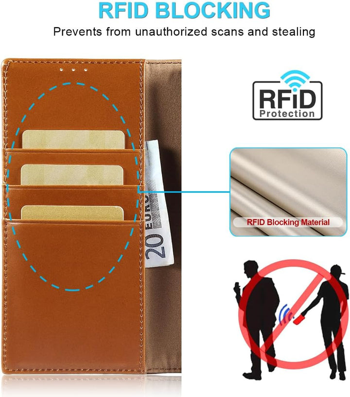 LENSUN Echtleder Handyhülle für Samsung Galaxy S25 Ultra 5G, Leder Hülle [Magnetverschluss][RFID Sch
