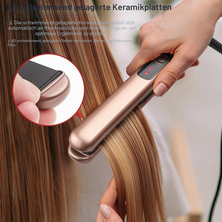 JAETON Mini Glätteisen Haarglätter für Kurze Haare,Reise Glätteisen Klein,Duale Spannungsversorgung,