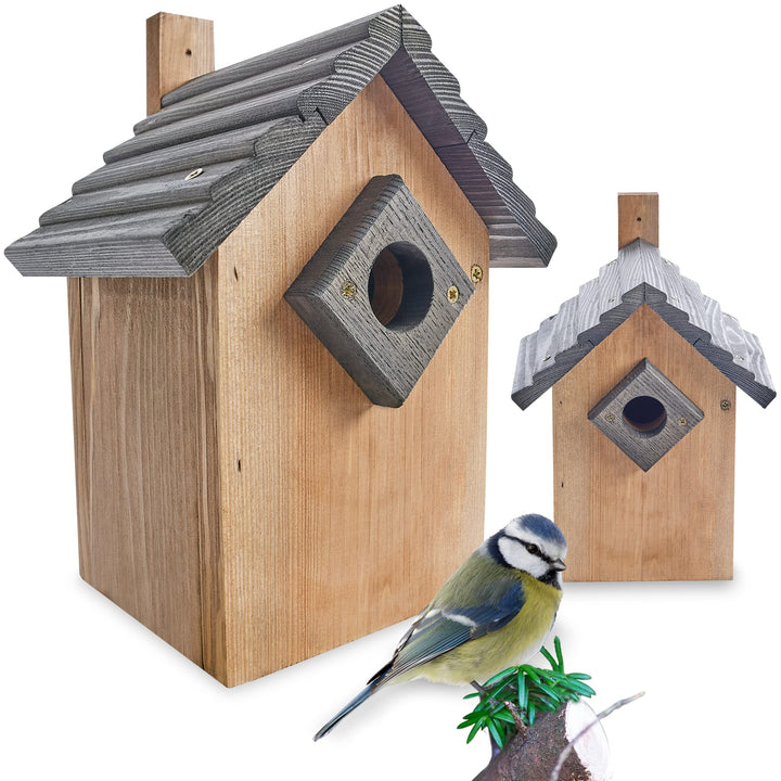 zooprinz Stabiler Nistkasten für Wildvögel/Gartenvögel - mit sicherem Schutz gegen Nesträuber – witt