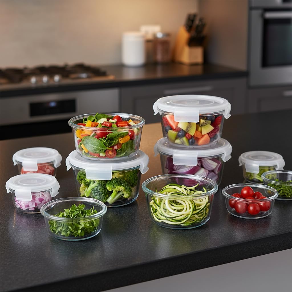 Suppenbehälter aus Glas mit luftdichten Deckeln, 473 ml, rund, Lebensmittelbehälter, BPA-frei, ausla