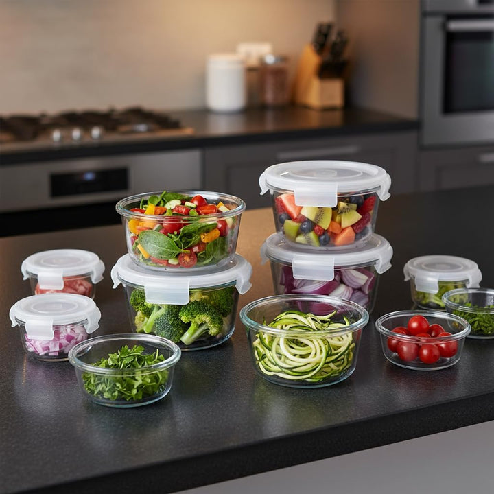 Suppenbehälter aus Glas mit luftdichten Deckeln, 473 ml, rund, Lebensmittelbehälter, BPA-frei, ausla