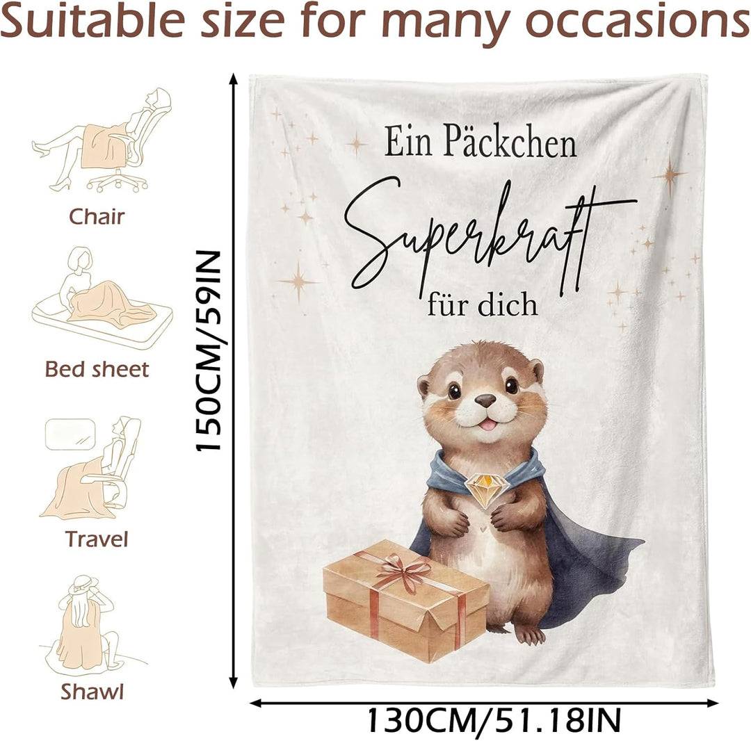 Geschenk für Mut & Trost Flauschige Otter Kuscheldecke 130x150cm aus Flanell gute besserung geschenk