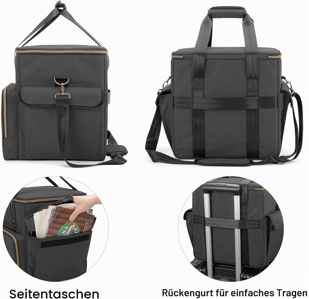 Trunab Rucksack Tasche Schallplatten, Wasserdichtes Nylon Tasche für Vinyl Record LPs Aufbewahrungsb