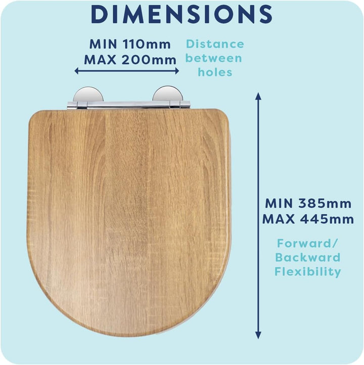 Croydex WL610286H Levico Flexi Fix D-Form WC-Sitz mit Absenkautomatik und Schnellverschluss in Teak-