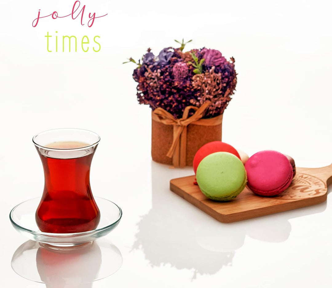 GOSOYO Türkische Teegläser und Untertassen Set (12 Stück), Arabische Persische Teetassen (4oz/120ml)