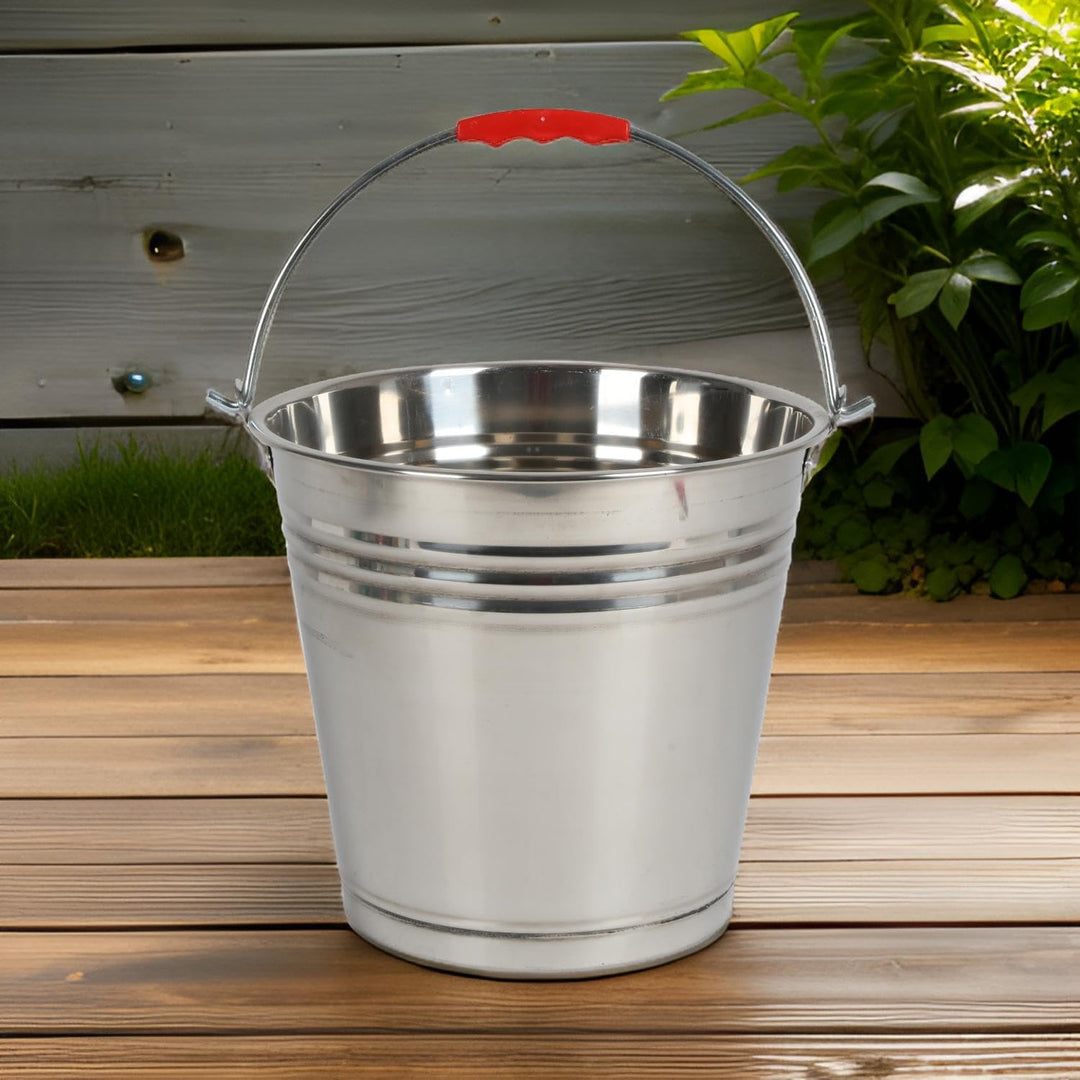 BURI Eimer 12L aus Edelstahl Ascheeimer 12 Liter Metalleimer Wassereimer Dekoeimer Edelstahleimer Bl