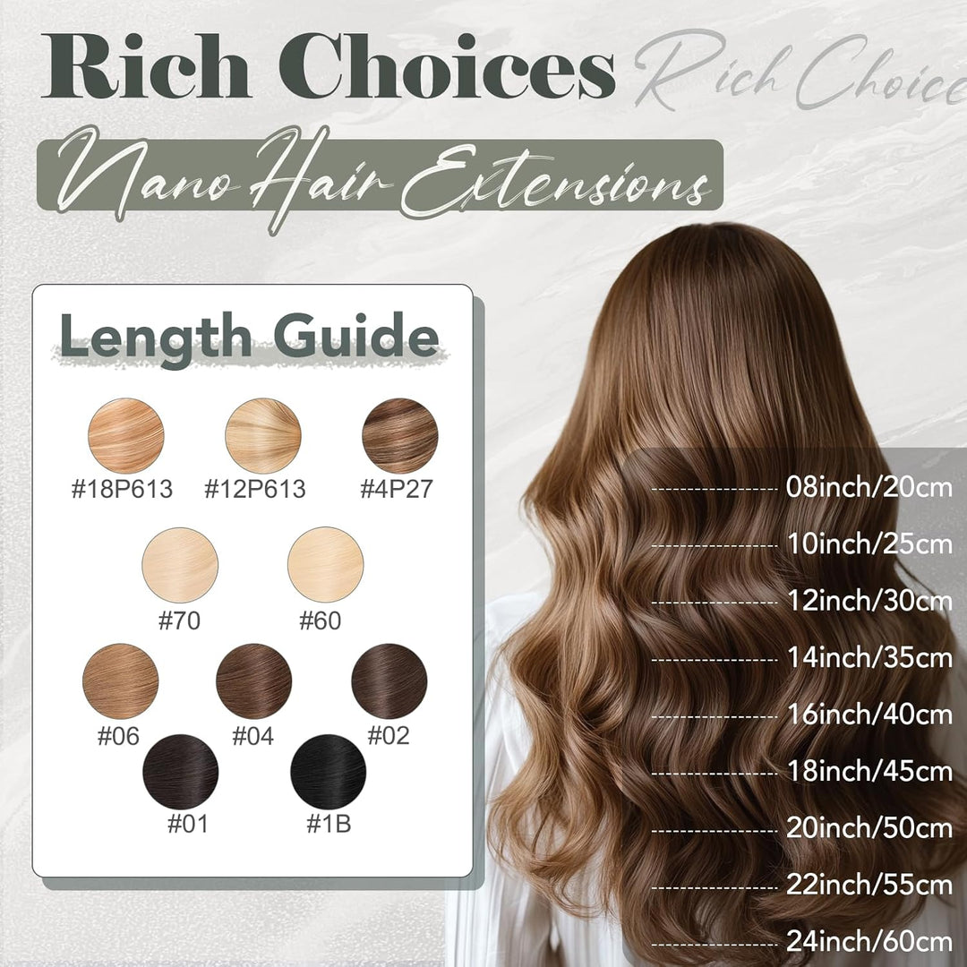 Rich Choices Extensions Echthaar Nano Bondings 35cm #4 Mittelbraun Nano Ring Extensions Echthaar Inv