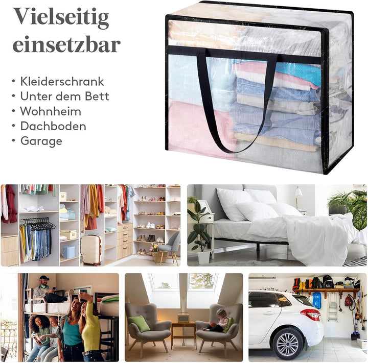 Lifewit 3er-Pack Klare Kleideraufbewahrungstaschen, 40L Bettdecken-Aufbewahrungsbeutel mit Reissvers