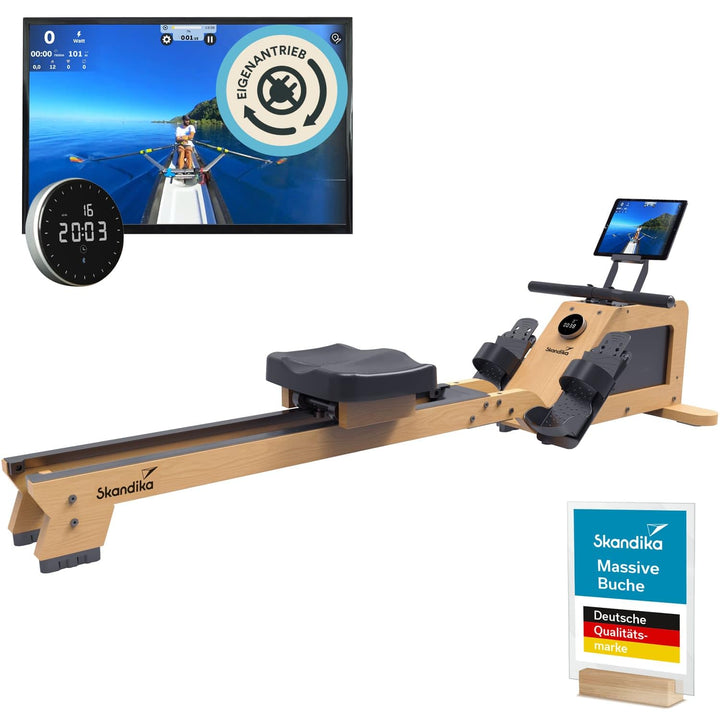 Skandika Rudergerät für Zuhause Torin P6-G | Rudergeräte Krafttraining, mit Eigenantrieb, Rahmen aus