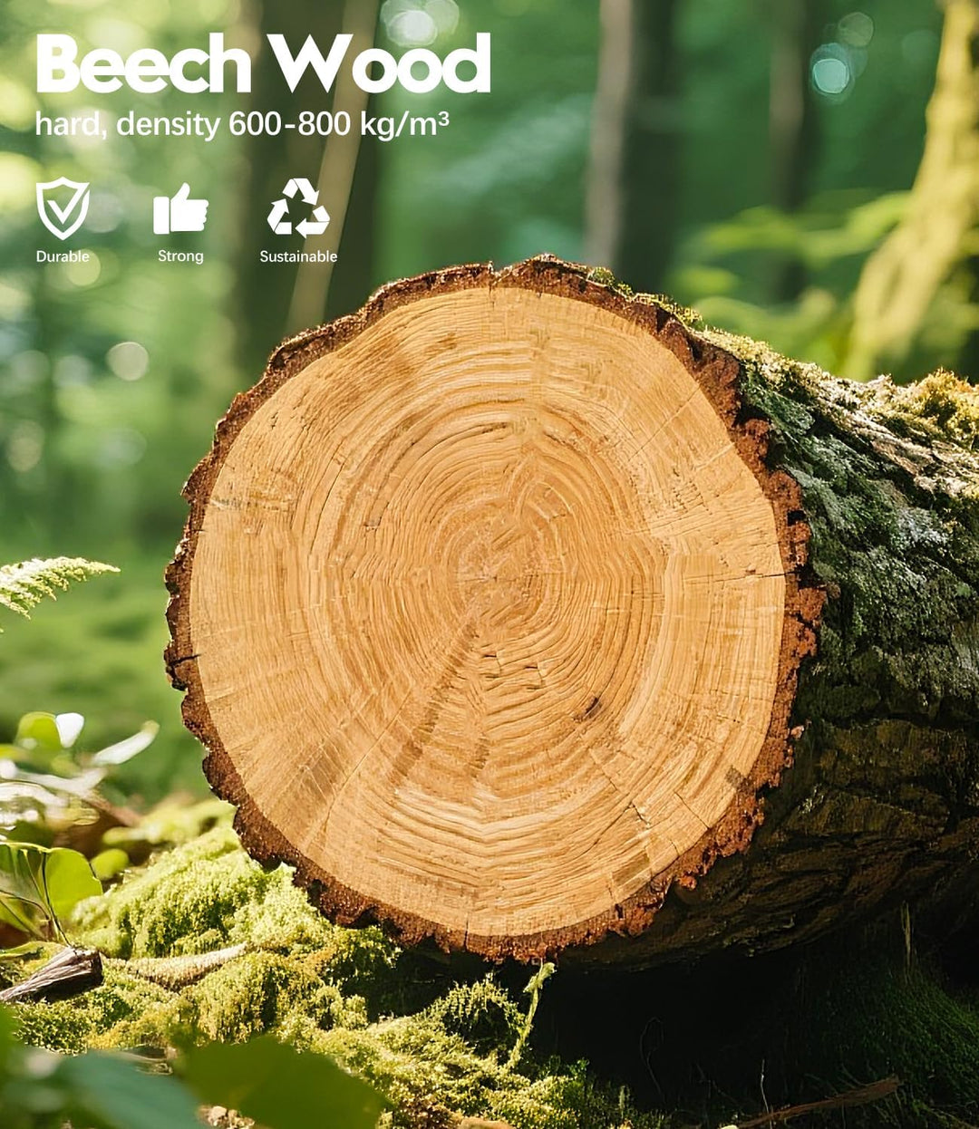 Garderobenständer, Kleiderständer aus Buchenholz Massivholz in Baumform für Kleidung, 9 Haken, 185 x