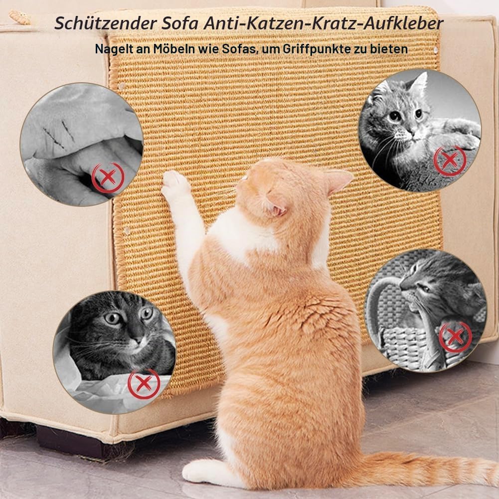 2 Stück Kratzmatte Katze, Kratzteppich Sisal, 60 x 30 cm Wand Katzenkratzbrett, Sisal Fussmatte Tepp