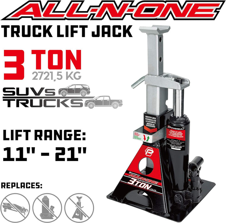 Powerbuilt 3 Tonnen, Wagenheber und Wagenheberständer in einem, 2721,6 kg All-in-One Auto Lift, Heav