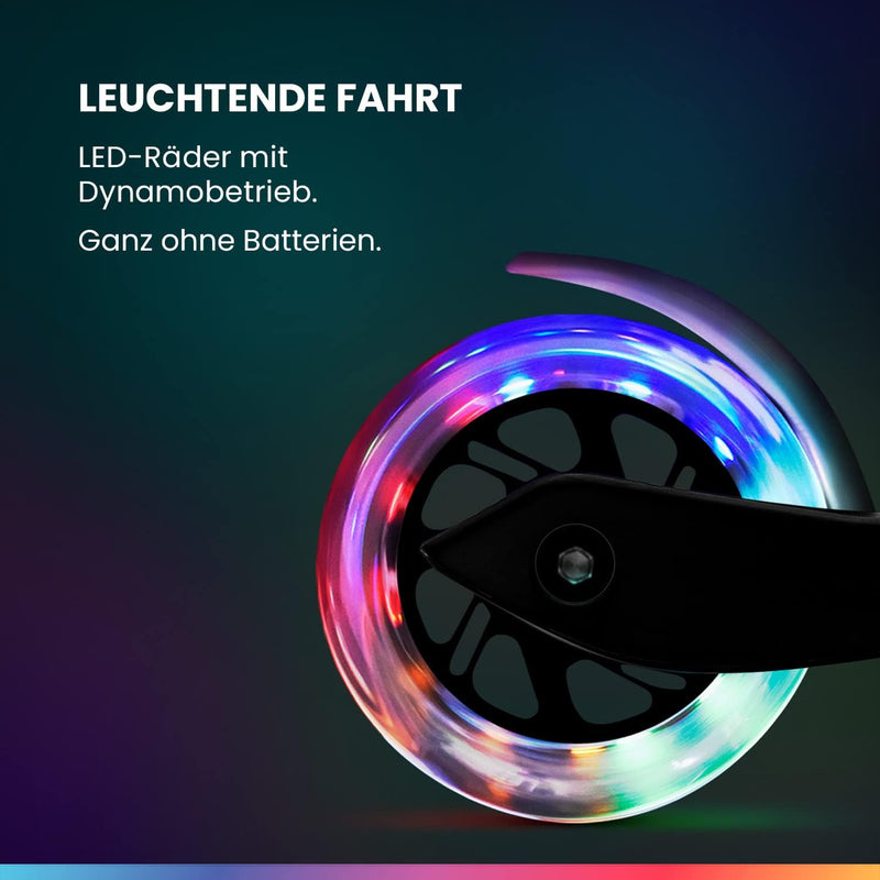 Fun Pro ONE Roller, der Sichere Premium Roller Kinder 3 Jahre, Vergleichstestsieger, LED Räder, falt