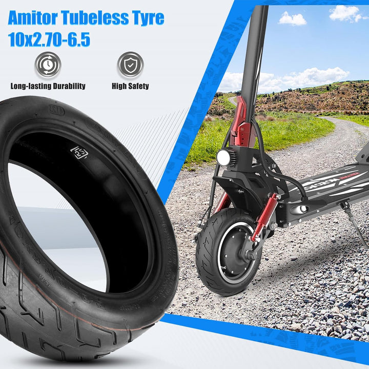 E Scooter Reifen 10x2.70-6.5 Schlauchlos Tubeless mit Ventil, Langlebig & Verschleissfester, Gute Gr