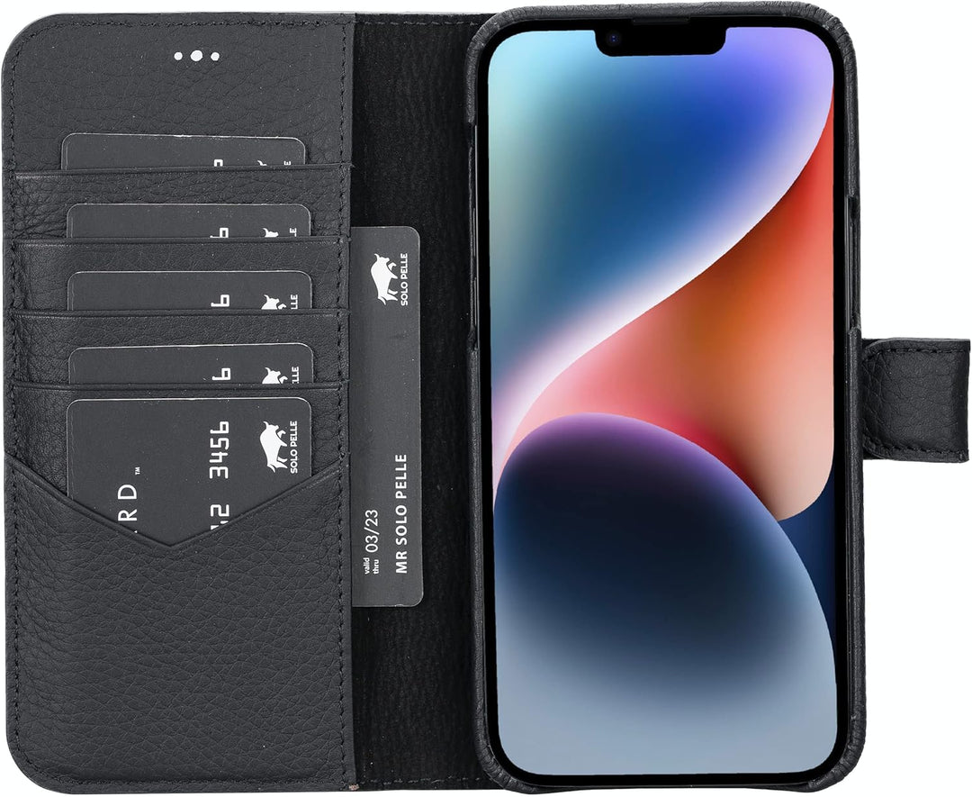 Solo Pelle Lederhülle kompatibel für iPhone 14 Plus in 6.7 Zoll abnehmbare Hülle (2in1) inkl. Karten