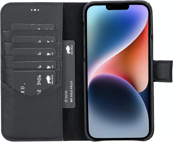 Solo Pelle Lederhülle kompatibel für iPhone 14 Plus in 6.7 Zoll abnehmbare Hülle (2in1) inkl. Karten